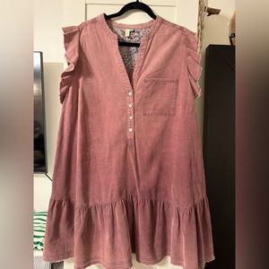 Pilcro by Anthropologie. Corduroy fabric. Flutter sleeves. Mini dress